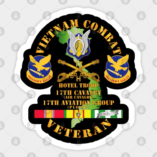 Vietnam Combat Cavalry Vet  w Hotel Troop - 17th Air Cav - 17th Aviation Group DUI w SVC Sticker by twix123844